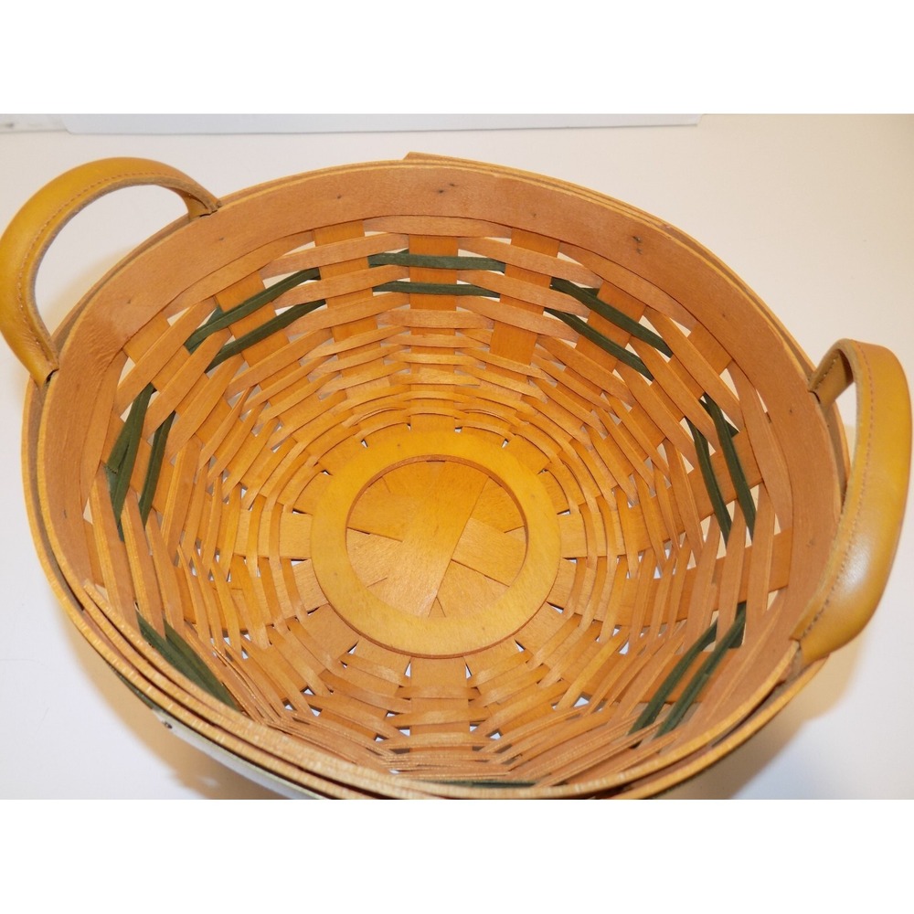 Popcorn Basket w/ Liner & Protector 1999 Christmas Holiday Longaberger GREEN - Picture 8 of 16